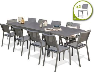 DCB Garden Stockholm - Conjunto De Comedor De Jard&iacute;n 12 Plazas De Aluminio Dcb Garden