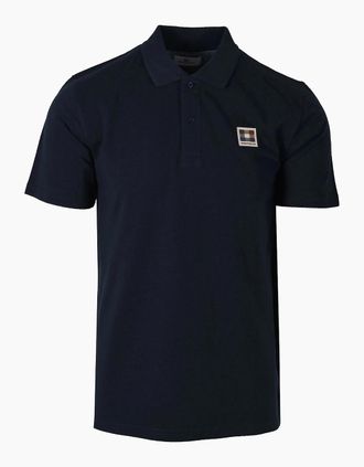 Aquascutum Mens Aquascutum Check Patch Polo Shirt Navy - Size: 42