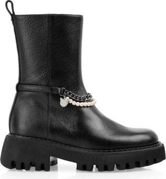 Marc Cain Leren enkellaarzen - Dames - Chelseaboots - Zwart - 40 EU - Leer - Schoenen