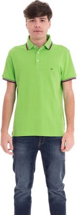 Tommy Hilfiger Tops, Heren, Groen, S, RWB Getipte Slimme Polo