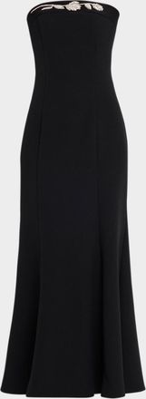 Shoshanna Phillippa Embellished Crepe Strapless Gown