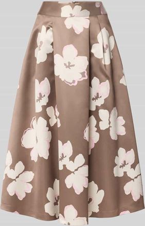 s.Oliver Black Label Midi-Rock aus Satin in Mittelbraun, Gr&ouml;&szlig;e 34
