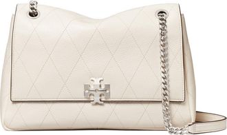Tory Burch Charlie Leather Shoulder Bag in Light Cream at Nordstrom