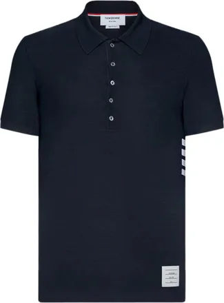 Thom Browne Short Sleeve Piqu&eacute; Polo with Engineered Four-Bar Stripe