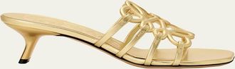 Loewe x Paulas Ibiza 45mm Petal Anagram Metallic Leather Mule Sandals