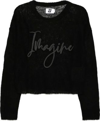 Izzue Maglione semi trasparente con ricamo - Nero