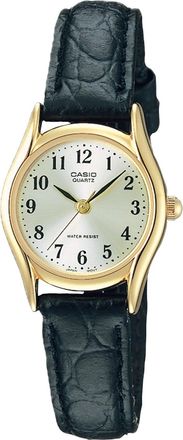 Casio Womens Gold-Tone Case Black Leather Band Analog Watch - LTP-1094Q-7B2RDF