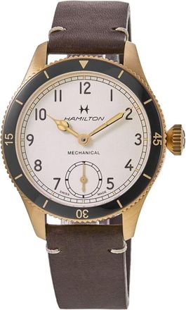 Hamilton Khaki Aviation Pilot Pioneer Mechanical White Dial Leather Strap Mens Watch H76709510