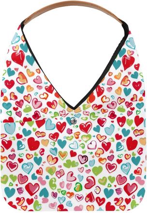 Generic Colorful Hearts Love Pattern Reusable Lightweight Grocery Bags - Foldable Into Compact Pouch, Washable & Sturdy, Multipurpose for Shopping and Travel