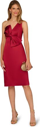 Adrianna Papell Womens Aidan Satin One Shoulder Midi Dress - Red - Size 14 UK
