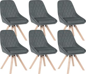 Woltu Woltu - Juego De 6 Sillas De Comedor Giratorias Sillas Ergonomicas Para Dormitorio Y Salon Sillas De Cocina Tapizadas En Terciopelo Patas De Madera Ma
