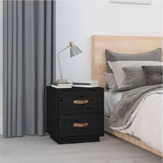 vidaXL Vidaxl - Mesita De Noche Madera Maciza De Pino Negro 40x34x45 Cm