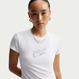 Nike Womens Nike Sportswear Chill Knit Slim Cropped T-Shirt in White | IM6456-100