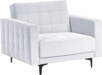 Beliani Sill&oacute;n Terciopelo Gris claro