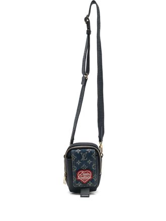 Louis Vuitton x Nigo denim Monogram Flat Double pouch bag - men - Denim/Fabric/Leather - One Size - Blue