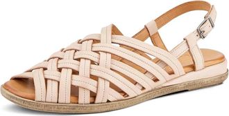 Spring Step Alverta Sandal Women Beige Leather Square Toe Slingback ZOGG1140