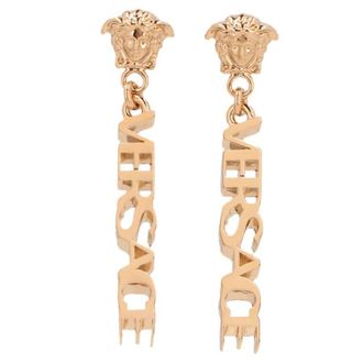 Versace Logo Drop Earrings in Gold