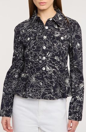 Cinq &agrave; Sept Garden Doodle Lainy Jacket in Navy/White at Nordstrom, Size 10
