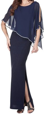 Frank Lyman Design Novalie Maxi Dress In Midnight Blue