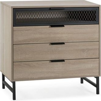 HOMN Cómoda de noche 3 cajones 1 puerta color madera