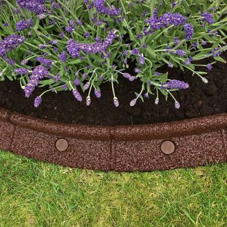 PRIMROSE Flexiborder Garden Edging for Lawns Border Edge Piece in Brown | Size: 25 Pack