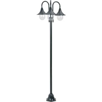 vidaXL Vidaxl - Farola de jardín con 3 luces aluminio verde oscuro E27 220 cm