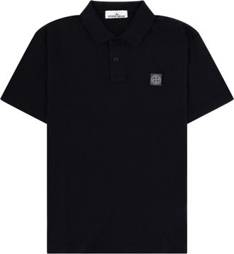 Stone Island Navy Blue Shirt Collar Polo