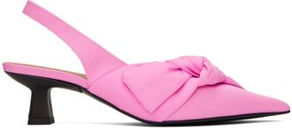 Ganni Pink Soft Bow Slingback Heels