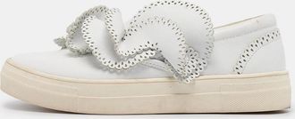 Sophia Webster White Leather Embellished Slip On Sneakers