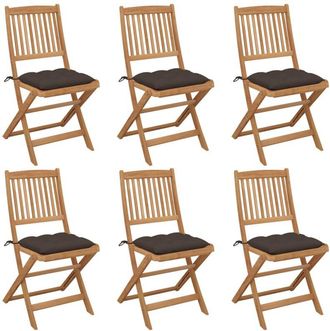 vidaXL Vidaxl - Sillas De Jard&iacute;n Plegables 6 Uds Y Cojines Madera Maciza Acacia