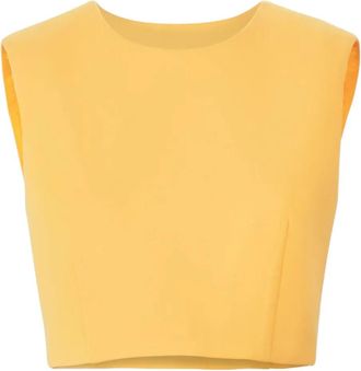 Carolina Herrera Mouwloze cropped blouse - Geel