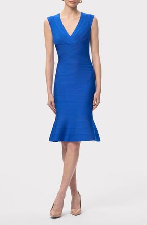 H&eacute;rve L&eacute;ger The Sophia Flare Hem Bandage Dress in Bright Blue at Nordstrom Rack, Size Xx-Small