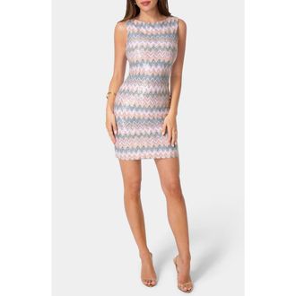 Bebe Zigzag Print Body-Con Minidress in Multi at Nordstrom Rack, Size X-Large