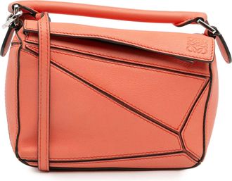 Loewe Pre-owned Womens Mini Calfskin Puzzle Satchel - Coral Leather - One Size