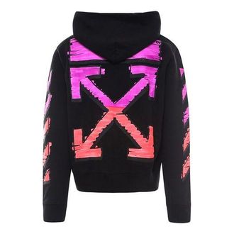 Off-white Mens Off-White SS21 Logo Printing Long Sleeves Loose Fit Black Fuchsia OMBB034R21FLE0031032