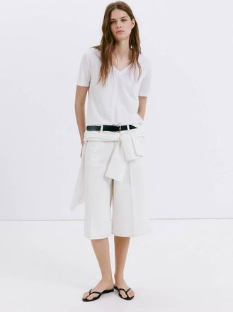 Mango Maglietta cotone collo a V bianco - Donna - XXS - MANGO