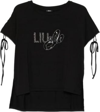 Liu Jo Eleganza Dark T-shirt met trekkoord aan de mouwen - Dames - T-shirts - Zwart - L - Tops