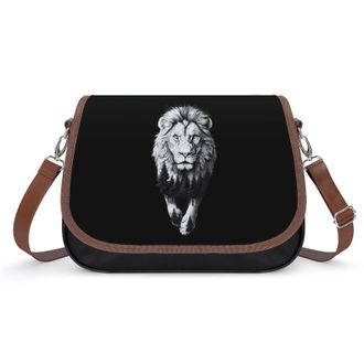 Generic Lion with Forests Crossbody Bags for Women Fashion Leather Shoulder Handbags With Adjustable Strap