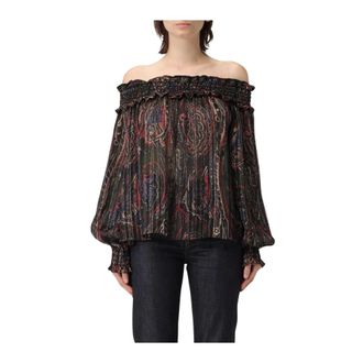 Saint Laurent Blouses, female, Multicolor, M, OffShoulder Blouse Long Sleeves