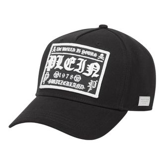Philipp Plein Baseball Cap Gothic - Heren - Petten - Zwart - ONE Size - Katoen - Accessoires