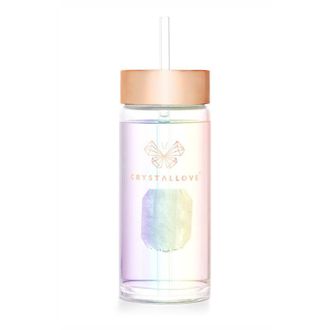 OEM Botella De Agua De Cristal Crystallove Con Cristal De Roca Y Pajita (400 Ml) - Holograma
