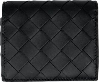 Bottega Veneta Pre-owned Vintage Intrecciato Bi-fold Portemonnee - Heren - Vintage Accessoires - Zwart - ONE Size - Leer - Vintage