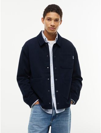 Tommy Hilfiger Mens Mixed-Media Chore Jacket - Navy Blue - XL
