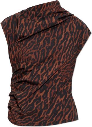 Ganni Top met split aan de achterkant - Dames - Blouses - Bruin - L - Katoen - Overhemden