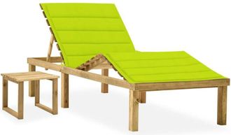 vidaXL Tumbona De Jard&iacute;n Con Mesa Y Coj&iacute;n De Madera De Pino Impregnada Vidaxl