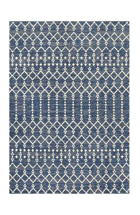 Jonathan Y Designs Ourika Moroccan Geometric Textured Weave Indoor/Outdoor Area Rug in Navy/beige at Nordstrom, Size 2Ft 0In X 8Ft 0In