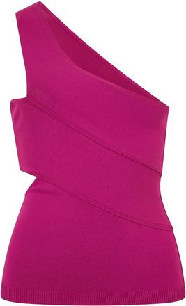 Alberta Ferretti Tops, Dames, Roze, S, Leer, Asymmetrische Getailleerde Top