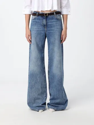 Elisabetta Franchi Jeans flare a vita bassa in denim con cintura