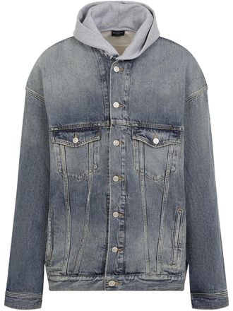 Balenciaga hooded denim jacket - Blue