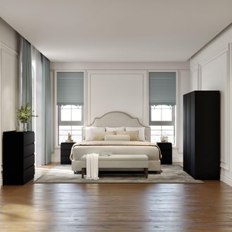 Seconique Malvern 3 Door Wardrobe Bedroom Set in Black